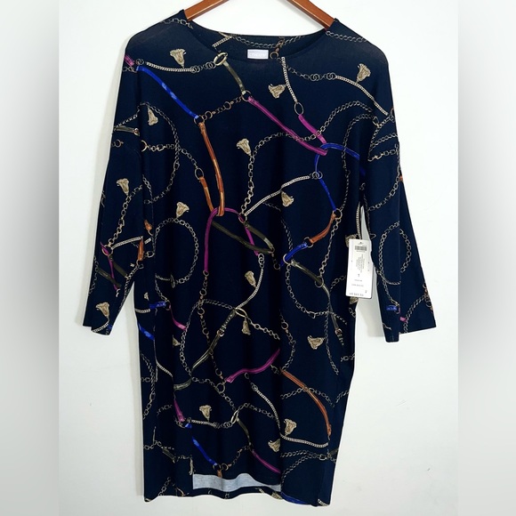 Chico’s NEW Touch Of Cool Chain Print Wedge Tunic Top Sz M - Picture 2 of 8